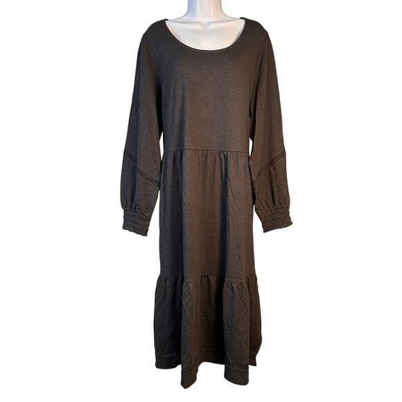 NWT Canyon Retreat Boot Dress Womens 1XL Washed Black Midi Boho Whimsigoth Witch - Picture 1 of 5